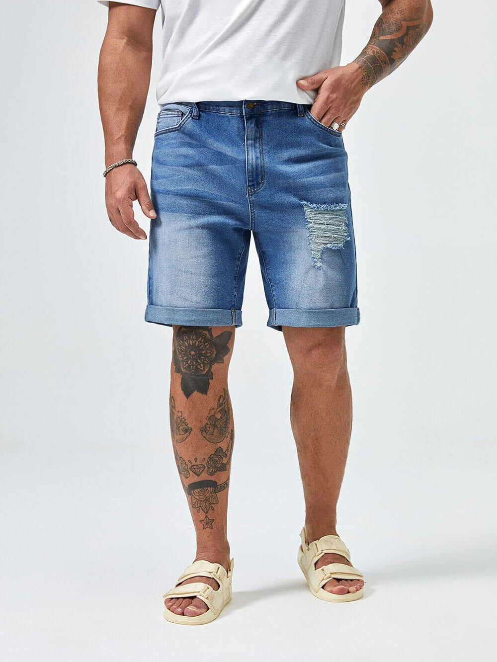 Denim shorts with rips – Loobek